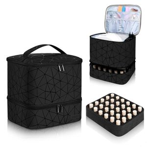 30 Grids Nail Organizer Make-up Tas Cosmetische Manicure Case Professionele Dubbellaags Ontwerp Polish Gel Handtas met Handvat 240328