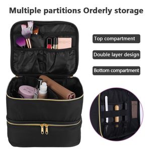 30 Grids Nylon Makeup Bag Double Layer Design Handbag Manicure Bag with Handle professional nail Case Cosmetic Organizer Bag