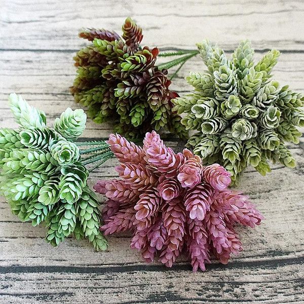 30 Heads Artificial small pineapple plastic tree leaves flores fake flowers DIY wedding home decoration plant green leaf