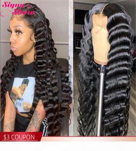 30 pouces brésilien lâche vague profonde perruque bouclée 360 dentelle frontale perruque pré-cueillies Remy 13x6 dentelle avant perruques de cheveux humains pour les femmes noires7121355