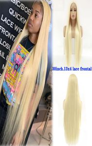 30 inch zacht steil haar pruik lijmloos 613 blond synthetisch kant voor pruiken voor vrouwen restylebaar zijdeachtig recht synthetisch haar 7233708