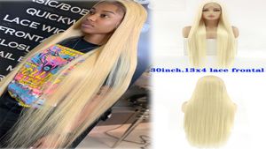 30 inch zachte steil haar pruik lijmloos 613 blond synthetisch kant voor pruiken voor vrouwen restylebaar zijdeachtig recht synthetisch haar 5999169