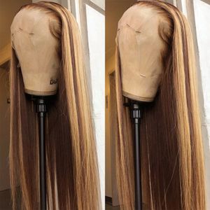 30 pouces Highlight Highlight Lace Front Human Hair 13x4 Lace Frontal Wigs Brésilien Remy 13x6 Honey Blonde Colored Wigs for Women