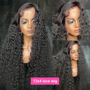 30 Inch Transparante 13x6 Losse Diepe Golf Lijmloze Kant Voor Menselijk Haar Pruik Remy 360 Water Krullend golvend Kant Frontale Pruik voor Vrouwen