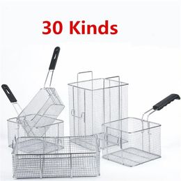 30 sortes d'écran de friteuse en acier inoxydable cadre de frites filtre carré net crypter passoires en forme de panier en maille de friture T2230x