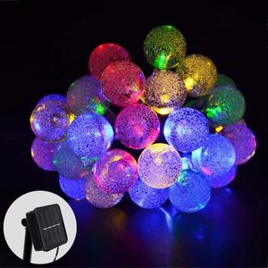 30leds Bola de cristal Luces de cadena con energía solar Luz de hadas LED 8 modos de trabajo para bodas Fiesta de Navidad Festival Iluminación de decoración al aire libre