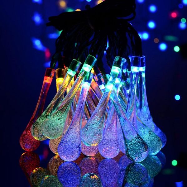 30 LED Boule de Cristal Goutte d'Eau Solaire Alimenté Globe Fée 8 Effet de Travail pour Jardin Extérieur Décoration de Noël Lumières de Vacances HHB2387
