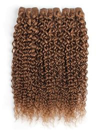 30 Licht Goudbruin Braziliaans Maagdelijk Krullend Menselijk Haar Weefbundels Jerry Curl 34 Bundels 1624 Inch Remy Menselijk Haarverlenging8729897