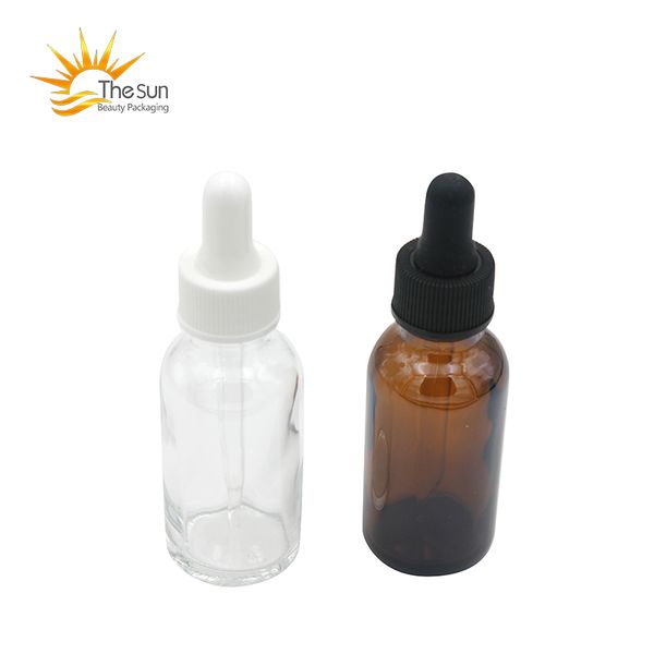 15 ml 30 ml de botellas de gotero de vidrio de color ámbar reactivación de reactivos con contenedor de pipeta de ojos de ojos de aromaterapia esencial Clear Bottle