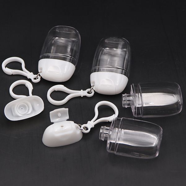 30 ml désinfectant pour les mains bouteille en plastique flip bouteilles petg petit échantillon pack crochet bocaux Portable porte-clés clair Transparent