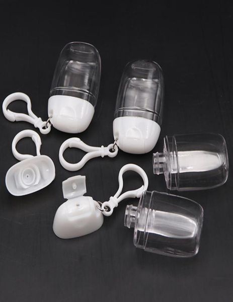 Bouteille en plastique de désinfectant pour les mains de 30 ml, bouteilles à rabat petg, petit paquet d'échantillons, bocaux à crochet, porte-clés Portable transparent 3594766