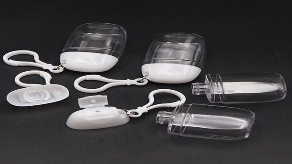 Bouteille en plastique de désinfectant pour les mains de 30 ml, bouteilles à rabat petg, petit paquet d'échantillons, bocaux à crochet, porte-clés Portable transparent 7777115