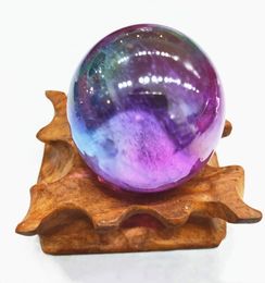 30 mm titanium kwarts Crystal Ball Angel Aura Gemstone Magic Sphere Reiki Healing Home Decorative Balls Gift6397877