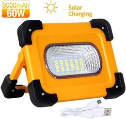 Lampe solaire portable LED lumière de travail 5730 SMD projecteurs 9000mAh batterie externe avec Base magnétique pour la réparation de voiture d'urgence