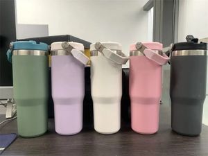 30 oz Car Tumbler roestvrijstalen vacuüm geïsoleerde koffiekopje met handgreeplijsten 20 oz thermos waterflesbekers