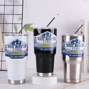 Gobelet en acier inoxydable de 30 oz en vrac avec couvercle et paille, bouteille isolée, tasse à café durable à double paroi, tasse à café de voyage sous vide thermique pour boissons chaudes et froides