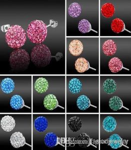 30 Paarslot 10 mm sieraden Nieuwe Rhinestone Mix Colors White Nieuwe Disco Ball Beads Clay Crystal Crystal Earrings Stud7525198