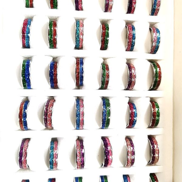 30 pièces/lot en gros couleur double couleur combinaison brillant et simple alliage hommes et femmes bagues mode bijoux lot
