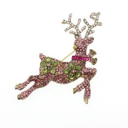 30 Pcs/Lot broches de mode rose strass cerf wapiti broche de noël pour cadeau de noël/décoration