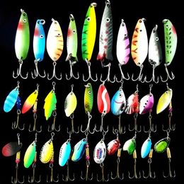 30 PCS/Lot Visdokter Set Metal Spoon Spoon Spinner Kit Spinnerbait Artificial Bait Bass Pike Perch zoetwateruitrusting Tackle 240428