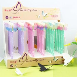 30 pc's/lot kawaii vlinder gelpen schattig 0,38 mm zwarte inkt kenmerkende pen schoolkantoor schrijfbenodigdheden promotie cadeau