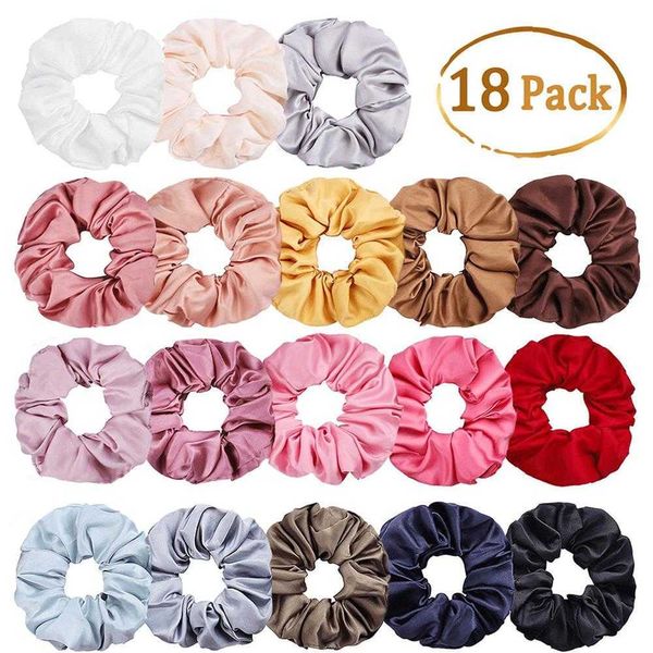 30 Unids / lote Satin Scrunchies Bow venta al por mayor paquete de scrunchies para mujeres vsco girl VENTA dropshipping verano playa adornos para el cabello X0722