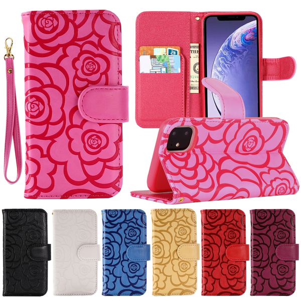 30 pcs Mixed Sale Camellia Pattern PU Leather Phone Case pour iPhone 11 Pro X XR XS Max 6 7 8 Plus et Samsung Note 8 9 10 Pro S8 S9 S10 Plus