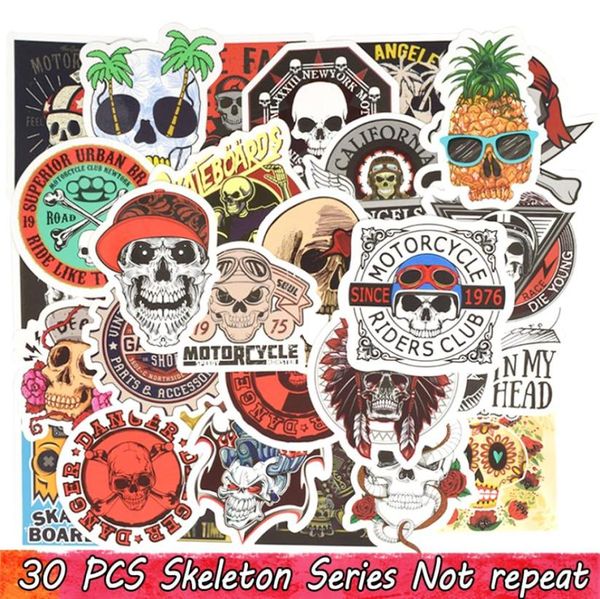 30 PCS Punk Skull Stickers Bomb Horror Doodle Calcomanías impermeables para DIY Laptop Skateboard Guitarra Bicicleta Moto Decoratio9645106
