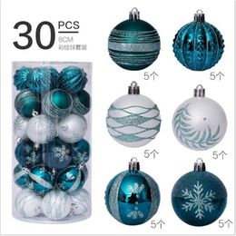 30 boules de Noël transparentes de 6 cm, ornements de boules en plastique, décorations de Noël pour la maison, pendentif d'arbre de Noël 2021 201130