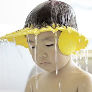 30 Uds., venta al por mayor, gorro de ducha de bebé ajustable suave, protege a los niños, champú para chico, gorro protector para el cabello, resistente al agua, previene el agua en la oreja