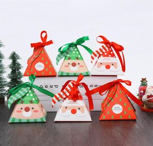 30 PCSSet Merry Christmas Candy Box Nieuwe creatieve cadeau Papierboxen met lint cartoon Santa Claus Xmas Decor Festival Supplies2951642669