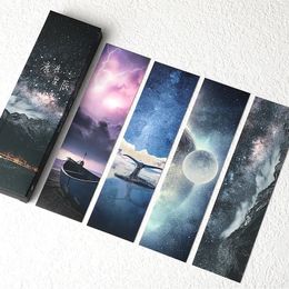 30 PCSSet Wandering Stars -serie Paper Bookmark Bright Starry Sky Holder Message Card Gift Stationery 240524