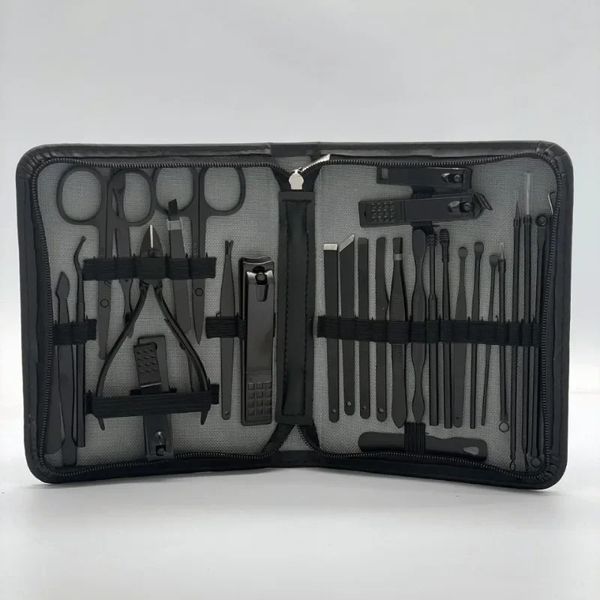 Ensemble de montées à ongles de 30 pièces, outil de manucure des ventes directes du fabricant, Clipper à ongles noir, ensemble complet de tondeuses à ongles, 26