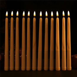 30 stuks 11 inch plastic flikkerende vlamloze led-taper kaarsen voor restaurant kaarslicht diner docoration-28 cm Y200531