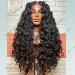 30 "Wavy U Part Wigs Human Hair Natural Natural 1x4 Abierto de Ola Deep Flower V Part Wig 250 Densidad completa Ninguno Ninguno