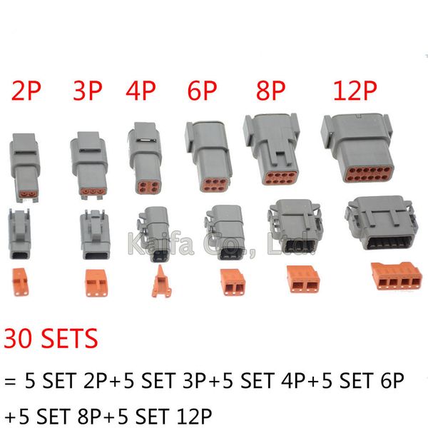 30 SETS DEUTSCH DTM 2-12P DTM06-2S 3S 4S DTM04-2P 3P 4P 6P 8P 12P 20-24AWG Connecteur imperméable