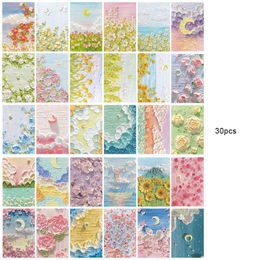 30 feuilles kawaii carte postale mignon peinture à huile paysage carte postale carte de souhait