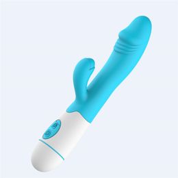 Vibromasseur point G à double Vibration en Silicone, 30 vitesses, lapin, gode étanche, masseur, jouets sexuels pour femmes PMYY