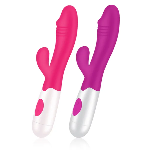Juguete sexual de silicona de mano recargable de 30 velocidades para adultos, juguete sexual para clítoris, punto G, vibrador de conejo de doble Motor para mujeres