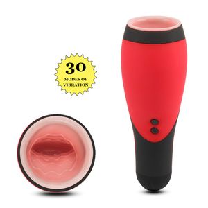 30 vitesses Vibration mâle masturbateur tasse gorge profonde bouche jouets sexuels pour hommes gland pénis exercice retard d'éjaculation