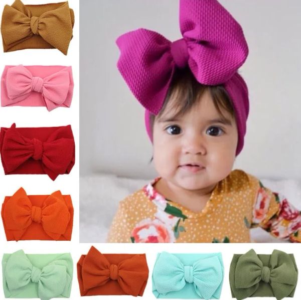 30 style Enfants Fille Stretch Turban Noeud Bandeau Enfant Bébé Fille Grand Noeud Noeud Bandeau Solide Chapeaux Head Wrap Band AccessoiresZZ