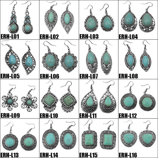 30 styles bohème turquoise boucles d'oreilles fleur hibou éléphant tortue dauphin papillon lustre boucles d'oreilles pour les femmes bijoux de mode