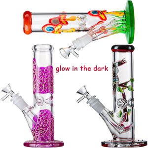 Bongs en verre uniques 10 pouces Bong recycleur narguilés capiteux Dab Rigs pomme de douche Perc percolateur plate-forme pétrolière lueur dans le tuyau d'eau sombre