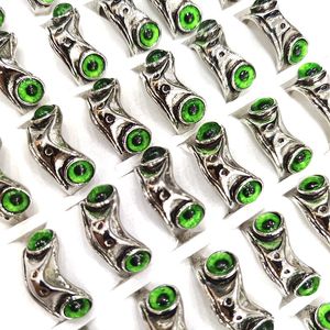 30 Vente en gros Vintage Creative Green Eyed Frog Anneaux Mignon Petit Animal Anneaux 3D Forme Universal Couple Anneaux pour Hommes et Femmes