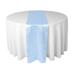 Chemin de table en satin bleu clair 30 X 275 CM pour réception de mariage ou douche6370263