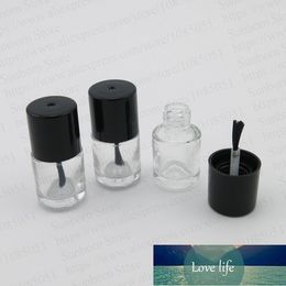 Botella de esmalte de uñas de vidrio pequeña y bonita de 30X5ML, botella de vidrio de forma redonda transparente de 5cc con tapa de cepillo negro