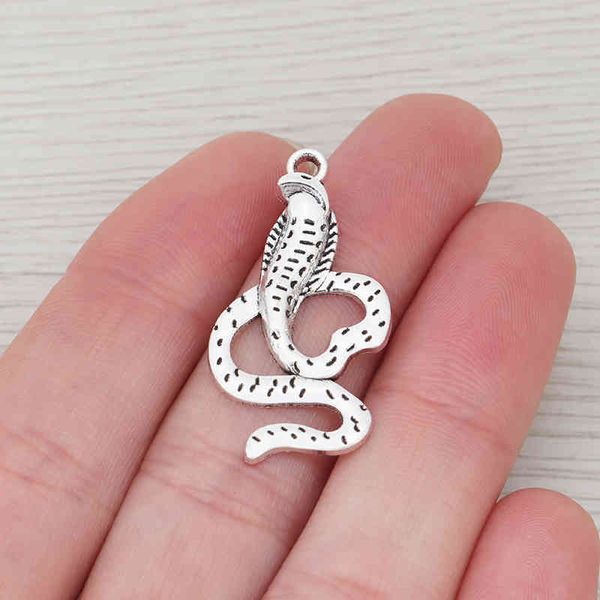 30 x breloques tibétaines en argent Serpent Cobra, pendentifs, perles pour collier, Bracelet, accessoires de fabrication de bijoux, 35x19mm