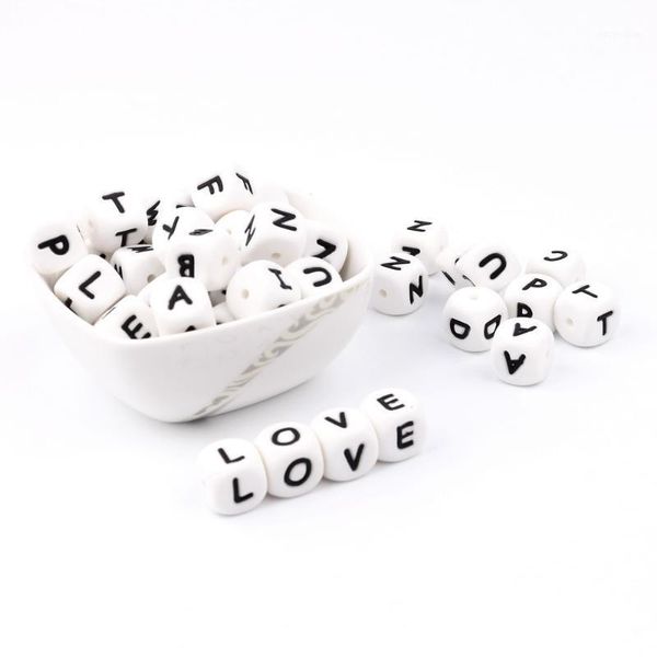 Sucettes Teethers 300-1000pc Alphabet Lettre Silicone Bébé Dentition Perles Nom Personnalisé Sur Sucette Chaîne À Mâcher Pour Collier1