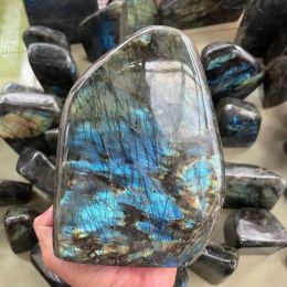 300-2,8 kg Crystal Natural Moonstone Gémoneux bruts Ornement de pierre de pierre polie Labradorite Handicraft décorant la guérison en pierre