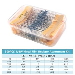 300 / 600PCS 1/4W Métal Film Resistor Box Resistors Power Resistors Kit: 30 Values 10Ohm ~ 1M RÉSISTANCE 1% Set de résistances DIY électronique